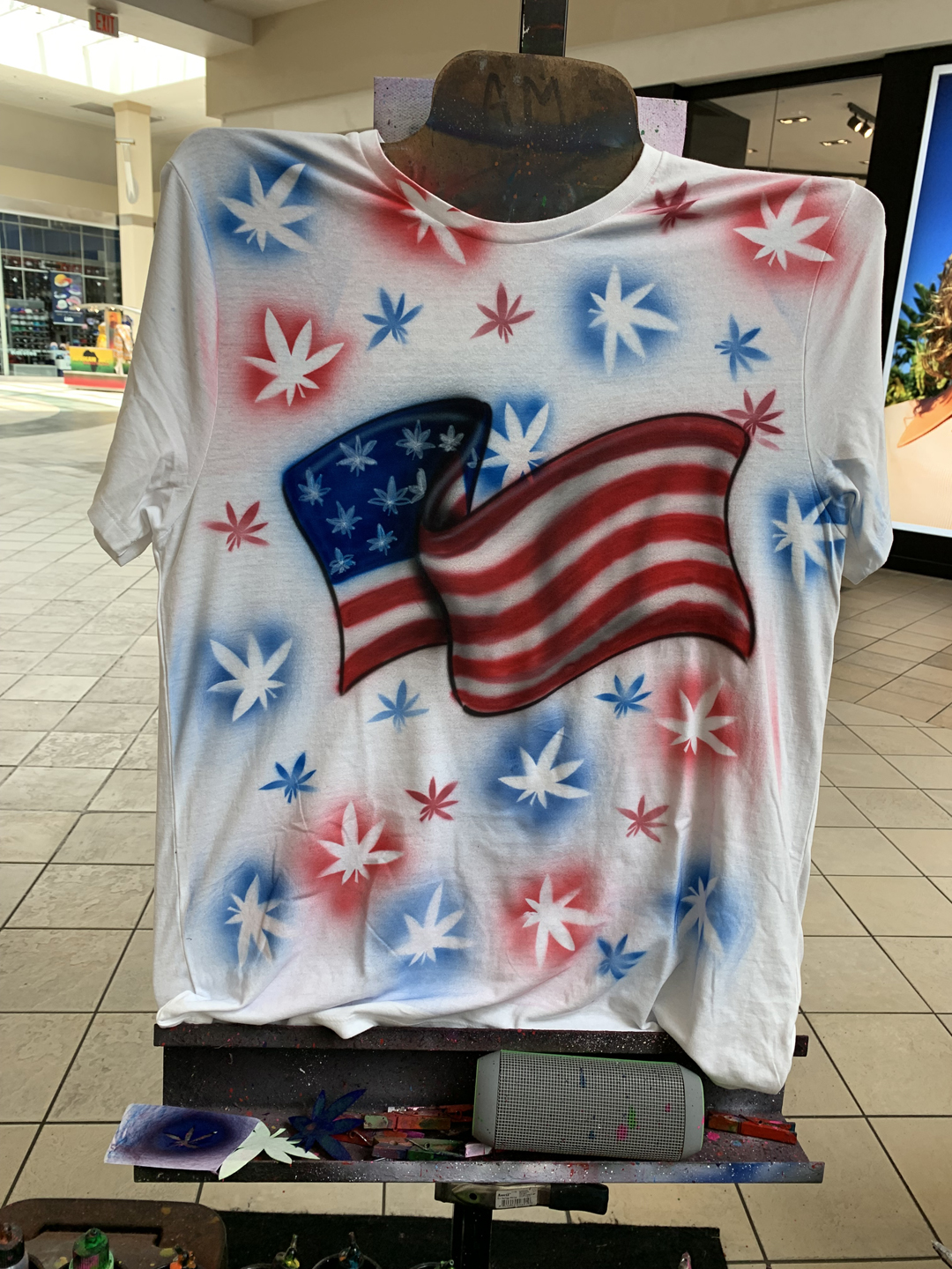 Airbrushed character artwork on a custom shirt